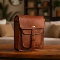 Leather crossbody bag brown shoulder bag